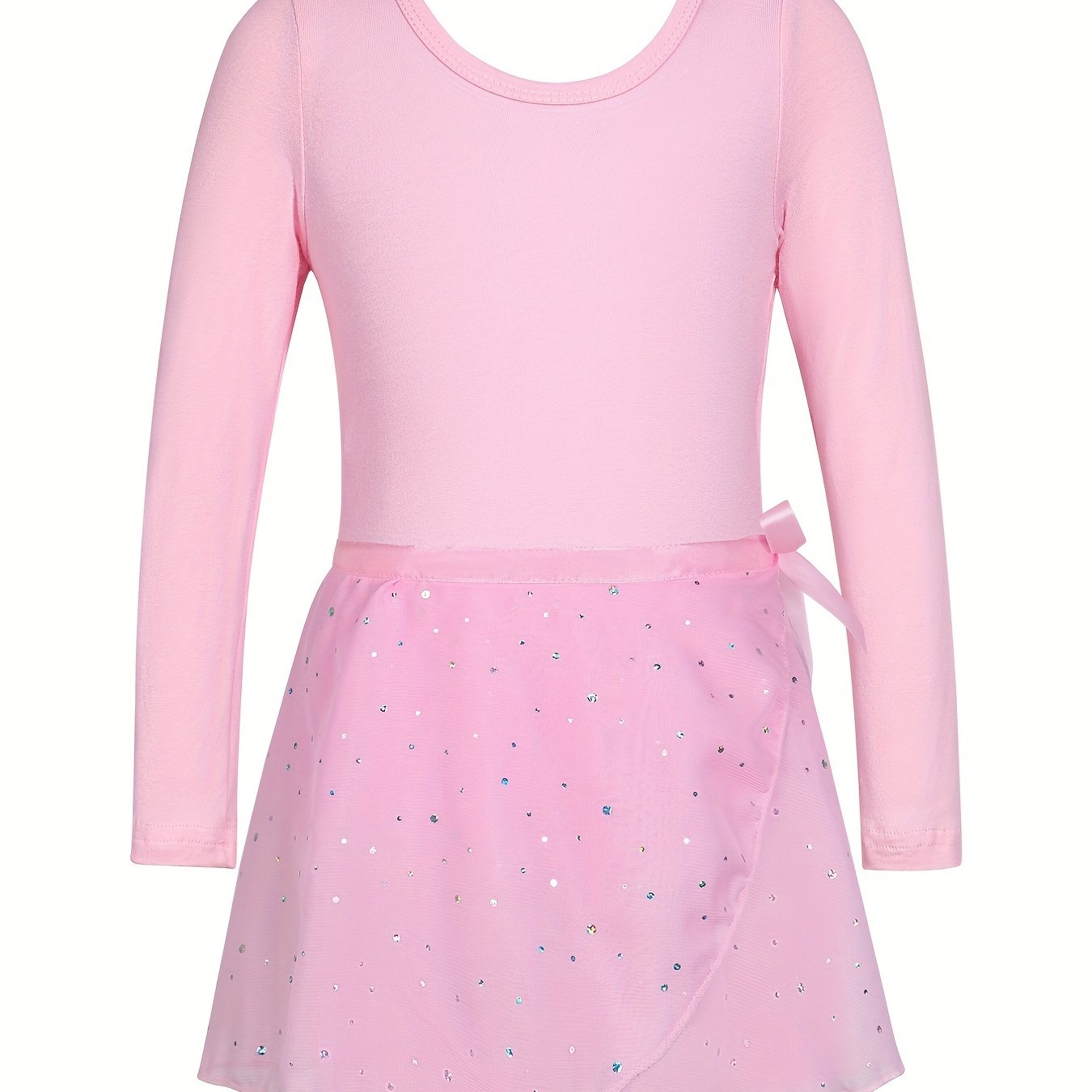 Girls Sequin Dancing Dress Long Sleeve Exercise Skirt