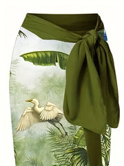 Painting Print Tankini Set + Wrap Skirt