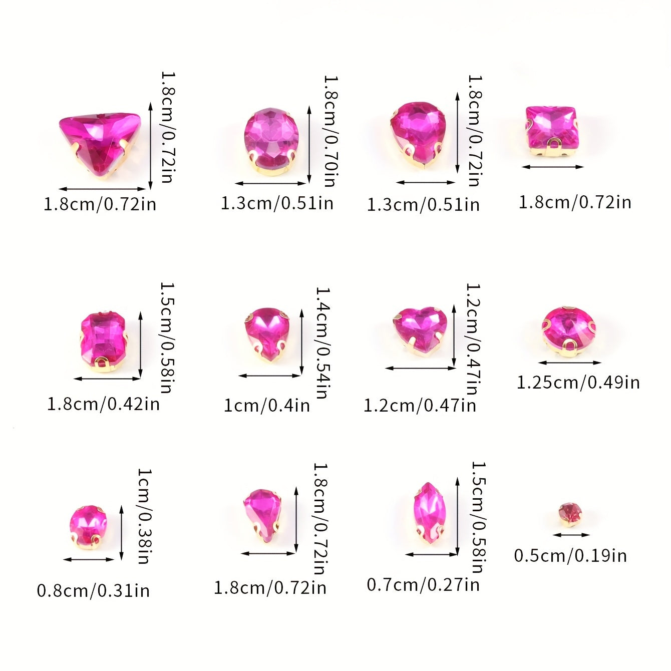 130pcs Mixed Shapes Sew On Rhinestones With Claw for DIY Craft Clothing Shoes