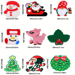 9pcs Christmas Silicone Focal Beads for Keychain Necklace Bracelet