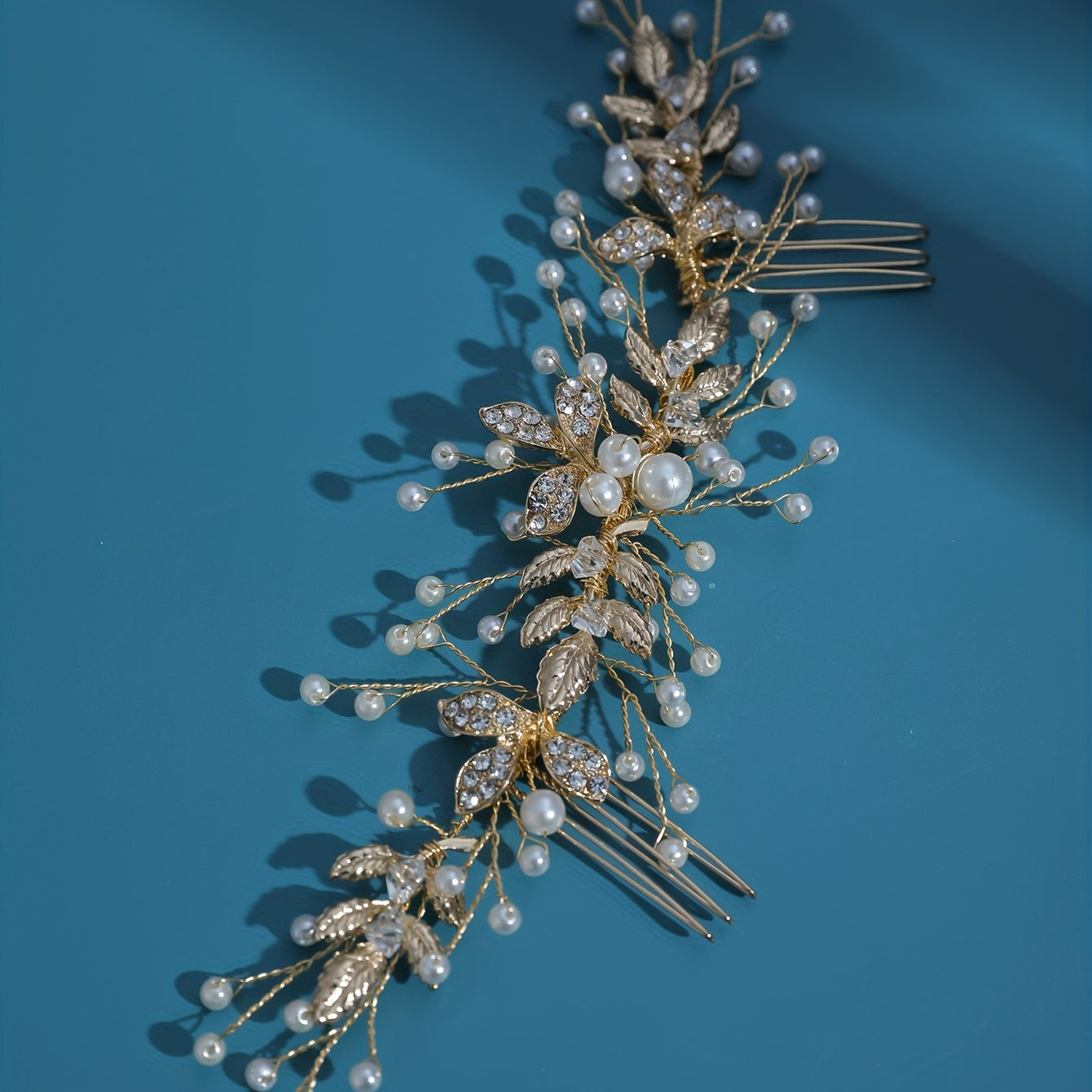 Leaf Shape Hairpin Faux Pearl Jewelry Bridal Wedding Hair Accessories