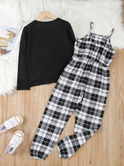 Ruffle Grid Pattern Pants Set