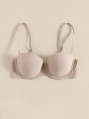 Glossy Molded Cup Push Up Bra Comfort Invisible Removable Strap T Shirt Bra