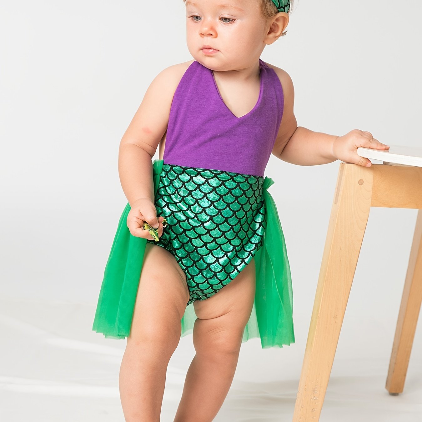 Baby Girls Lace Mermaid Romper For Summer Party