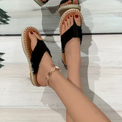 Stylish Boho Flat Toe Sandals with Buckle Strap
