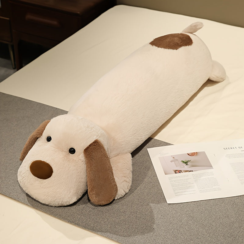 XL Dog Plush Throw Pillow Soft Beige Brown Cuddly Puppy Oversized Stuffed Animal