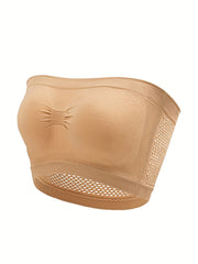 Women's Solid Ruched Tube Bra