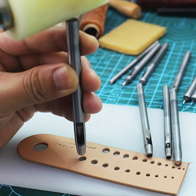 10pcs Leather Hole Punch Cutter Set Leather Working Tools DIY Craft Tool Kit