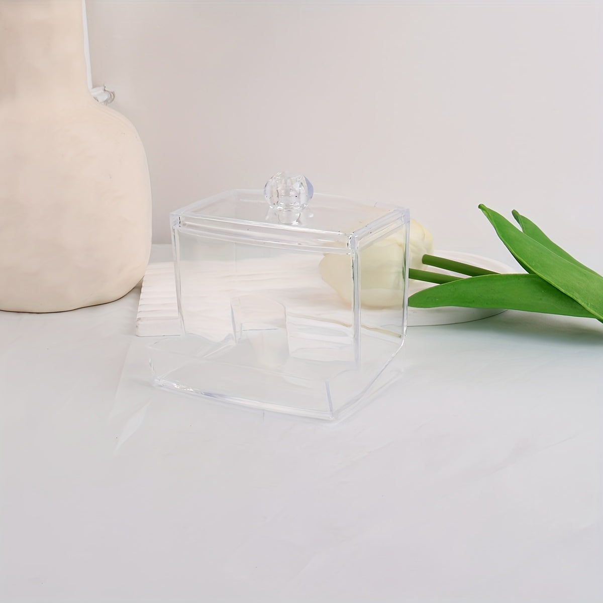 Acrylic Cotton Swabs and Ball Holder with Lid