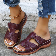 Women's Cross Band Sandals with Arch Support - Summer Beach Slippers