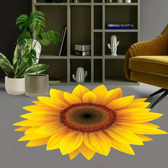 Large Round Sunflower Bedroom Rug Non Slip