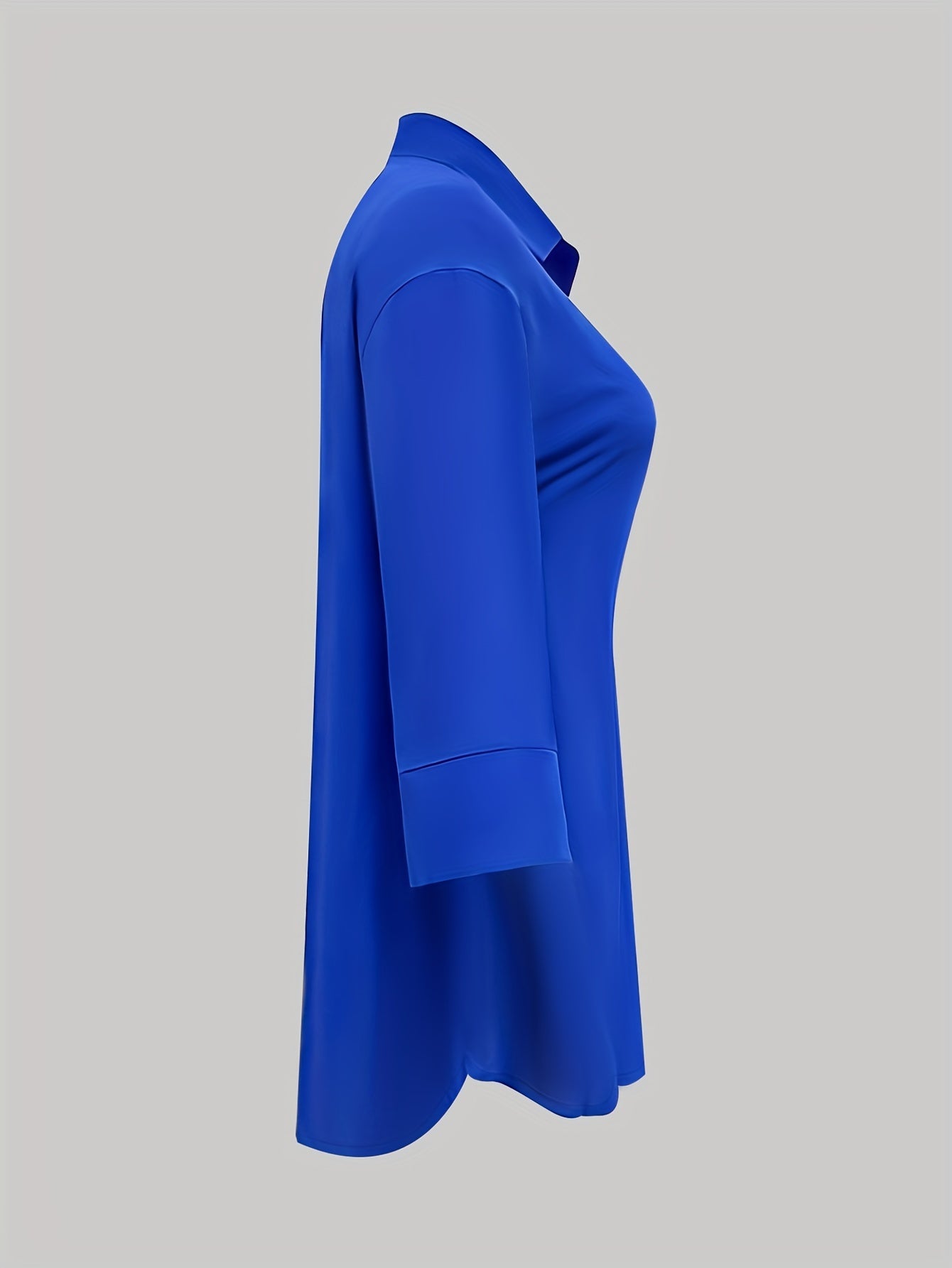 Stylish Blouse Solid Three Quarter Sleeve Button Up Shirt