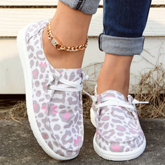 Leopard Print Canvas Shoes Low Top Lace Up Casual Shoes