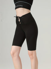 High Waist Sports Shorts Lace up Yoga Running Cycling
