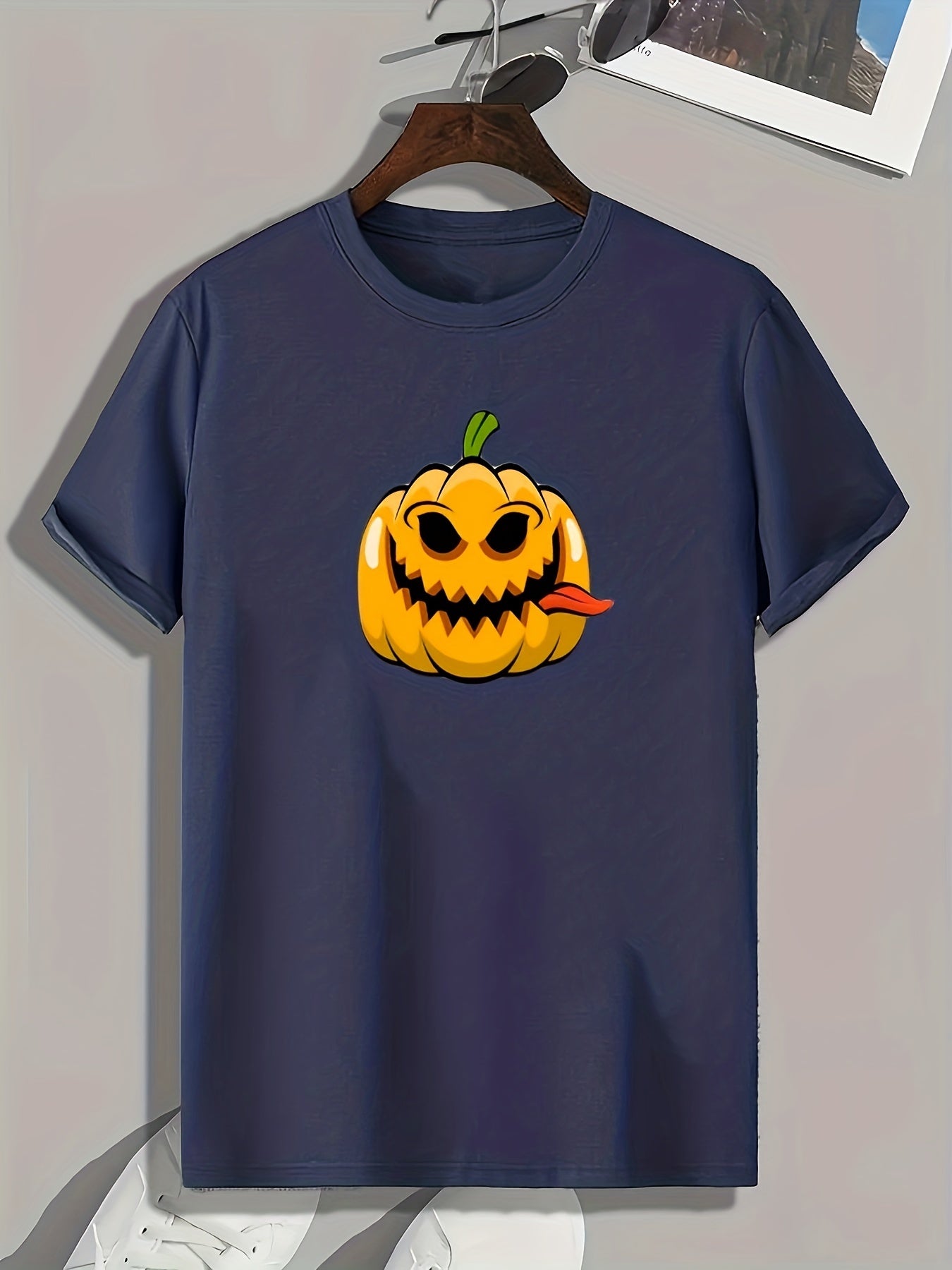 Halloween Pumpkin Print Men's Graphic T-shirt Casual Tee