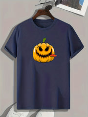 Halloween Pumpkin Print Men's Graphic T-shirt Casual Tee