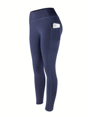 High Waist Crop Pants With Side Pocket Yoga Leggings