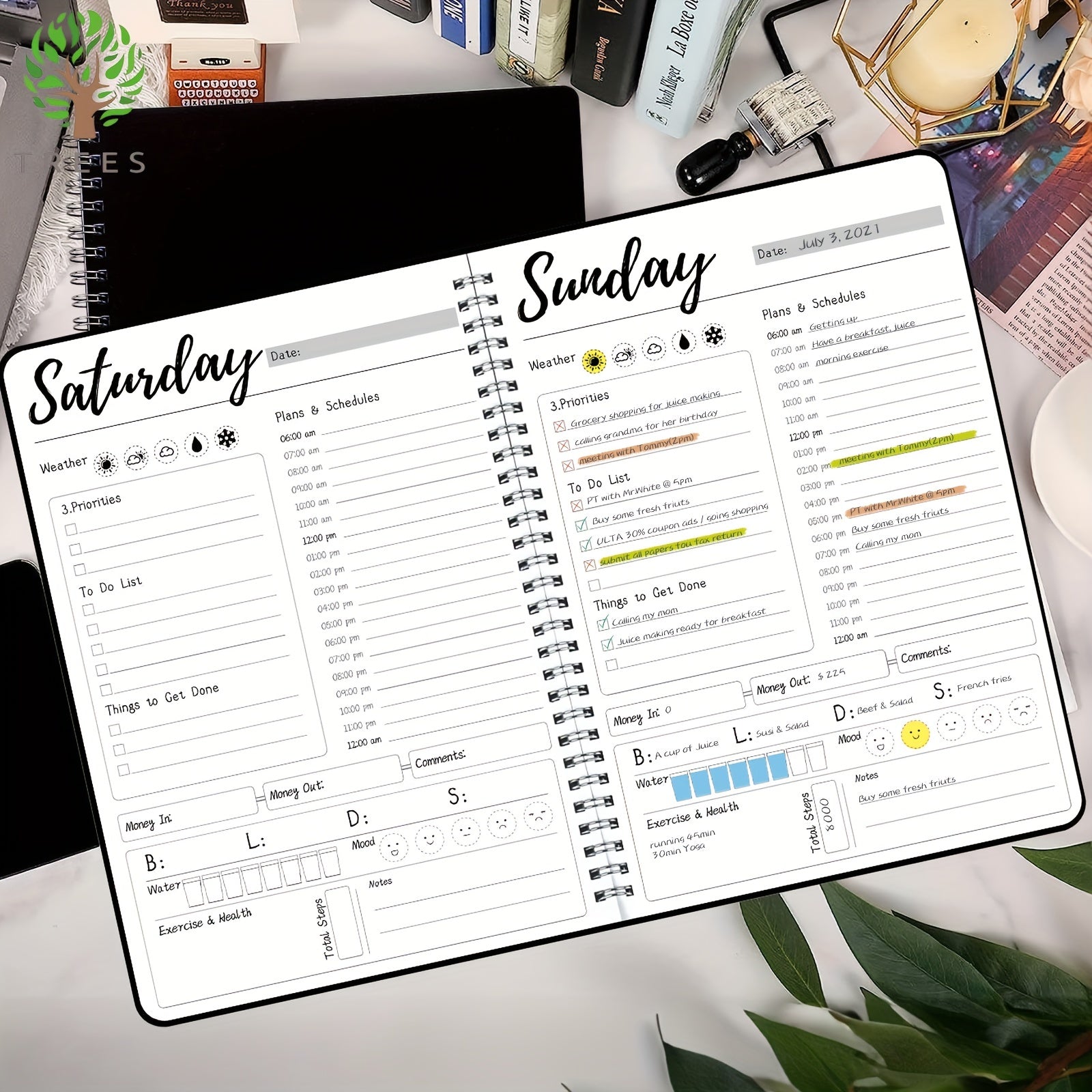 Trees Daily Weekly Planner Notepa...