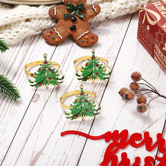 4pcs Christmas Tree Decor Napkin Rings for Party Table Decor