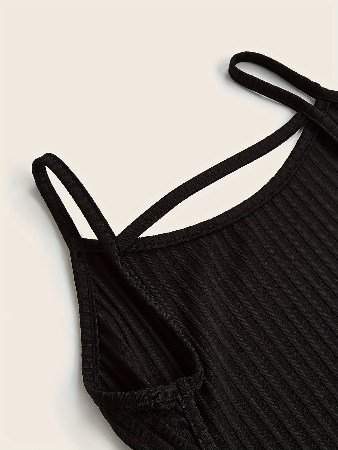2pcs Solid Ribbed Pajama Rompers Crew Neck Backless Pajamas