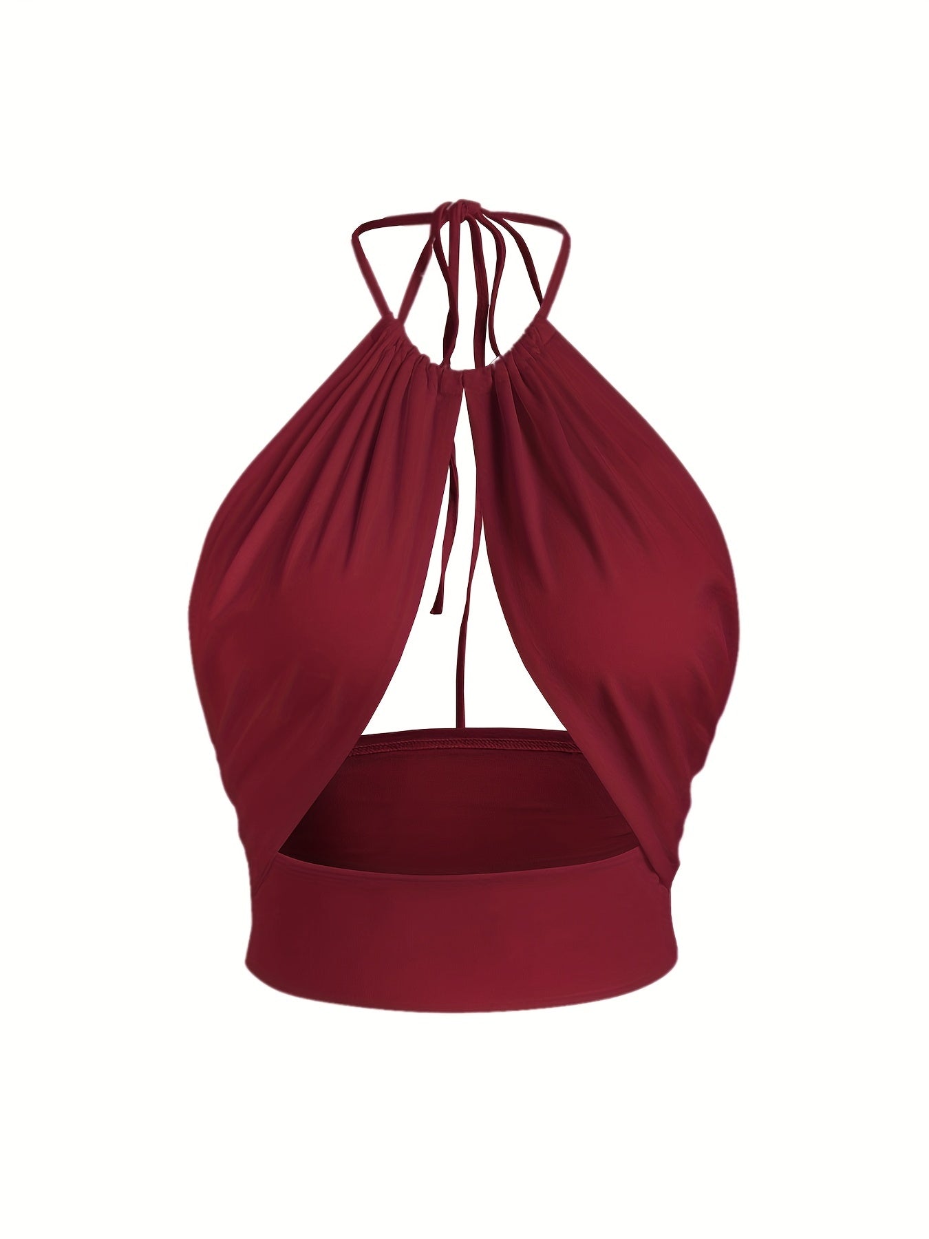 Women Halter Crop Top V Neck Tie Back Camisole Tank Tops