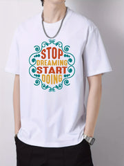 Men's Vintage Slim Fit Print Tee for Spring Summer Holiday