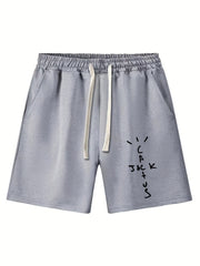 Men's Letter Print Drawstring Shorts for Summer