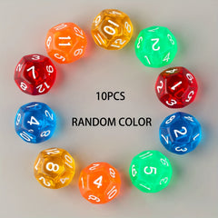 10pcs Colorful 12 Sided Acrylic Crystal Dices For Board Game