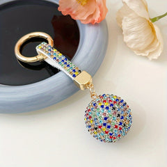 Christmas Rhinestone Ball Keychain Backpack Pendant Car Key Decoration