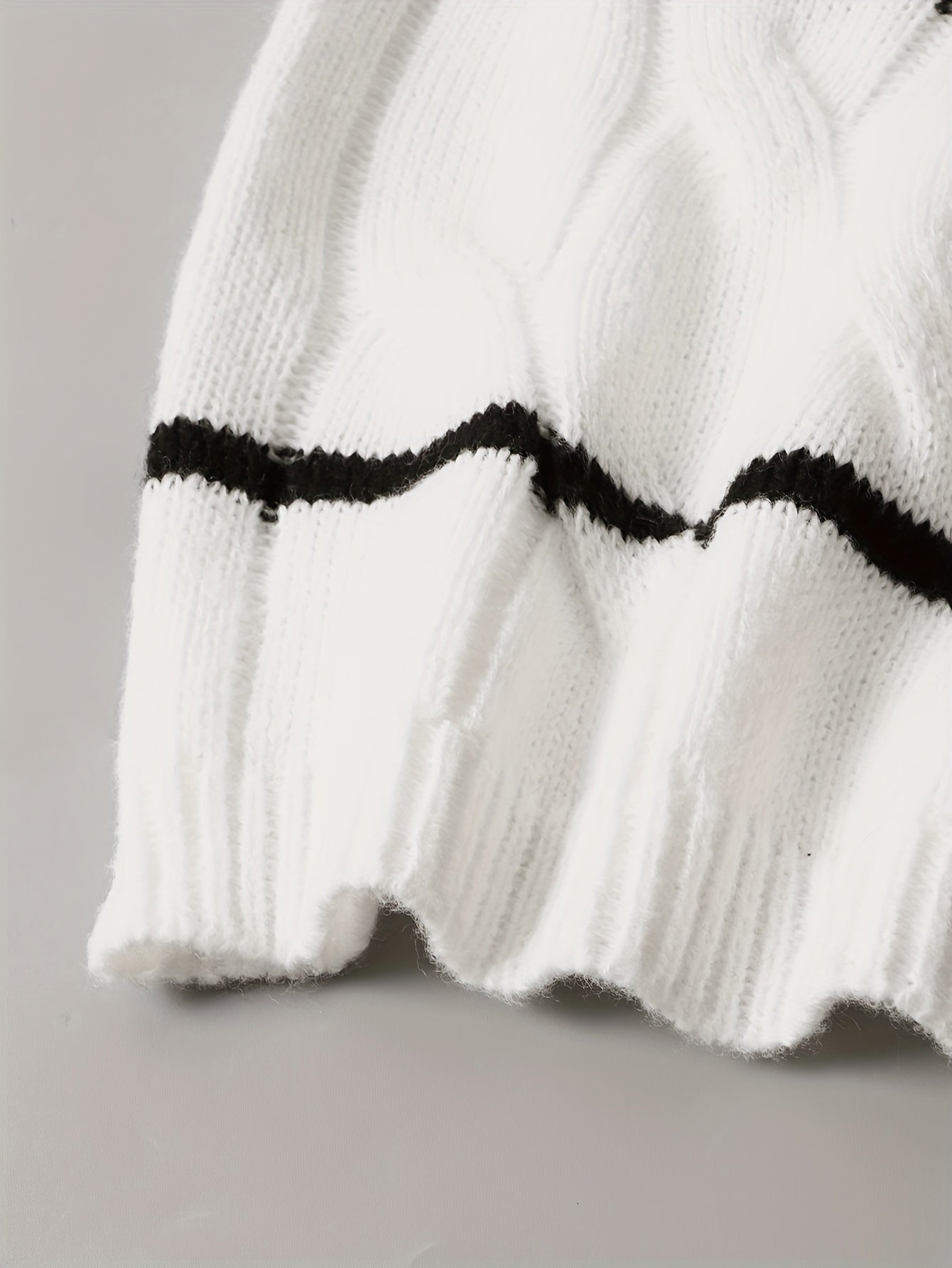 Stripe Cable One Shoulder Jumper