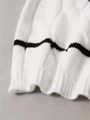 Stripe Cable One Shoulder Jumper