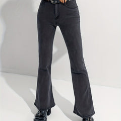 Heart Shape Flare Leg Jeans High Rise Denim Pants