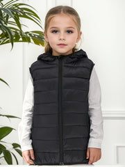 Kids' Sleeveless Hooded Jacket Zip Up Jacket