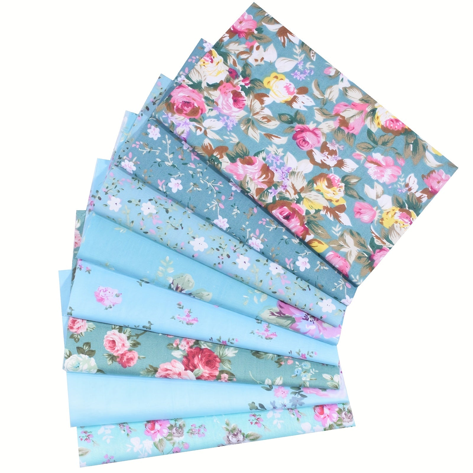 8pcs Floral Quilting Fabric Cotton DIY Doll Clothes Precut For Patchwork Craft