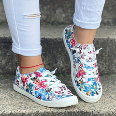 Colorful Floral Pattern Flat Shoes Women's Shallow Mouth Casual Shoes