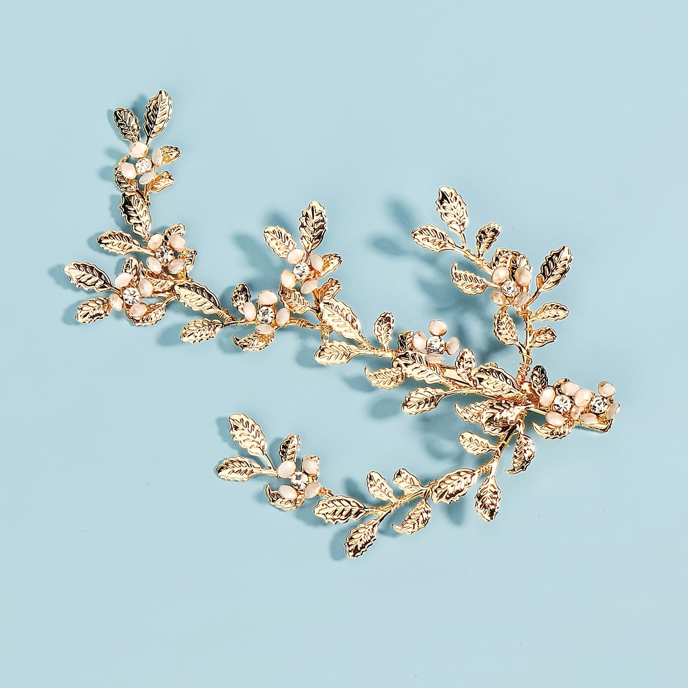 Crystal Flower Leaf Headband for Bride