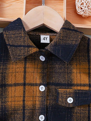 Plaid Shirt For Girls Button Down Collared Jacket