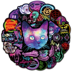 50PCS Neon Crow Stickers Waterproof PVC Stickers
