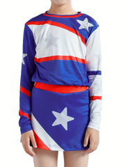 Girls Splicing Star Graphic Cheerleading Outfits For Sports Performance