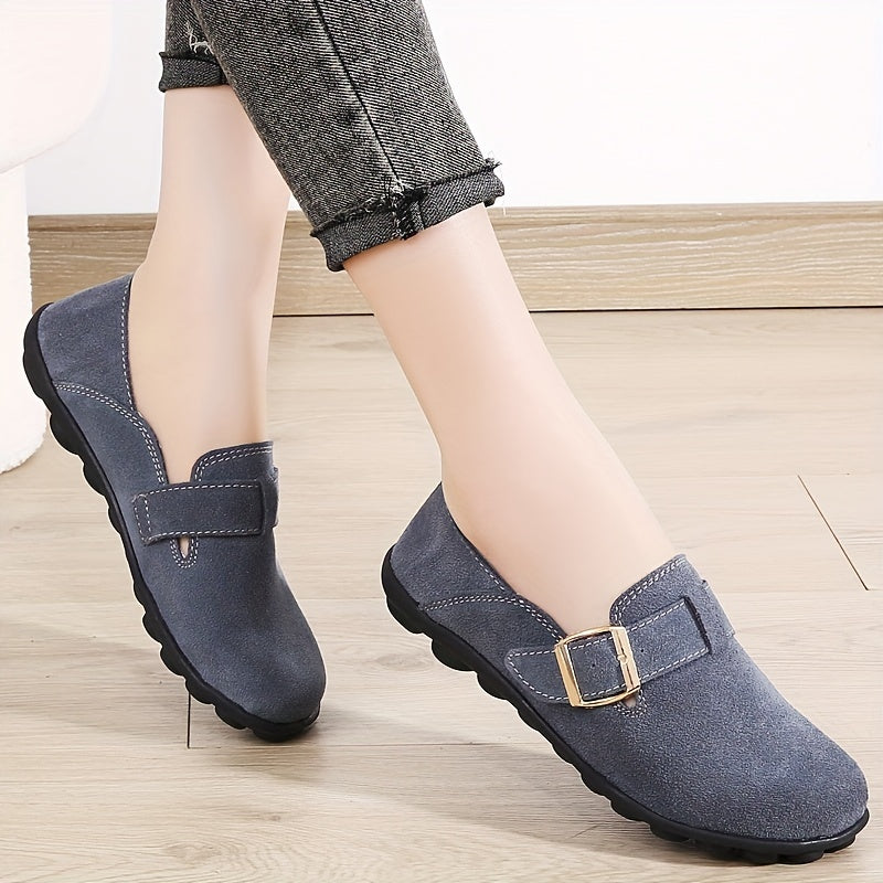 Women's Comfy Slip On Loafers with Buckle Strap