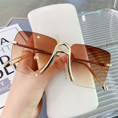 Y2K Alphabet A Sunglasses Gradient Square Rimless UV400
