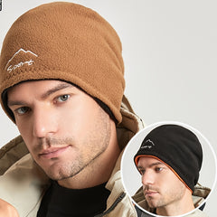 Men's Polar Fleece Ski Hat Double-sided Windproof Warm Hat