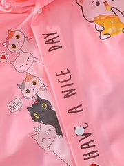 Lovely Kitty Graphic PVC Raincoat Poncho for Girls Boys