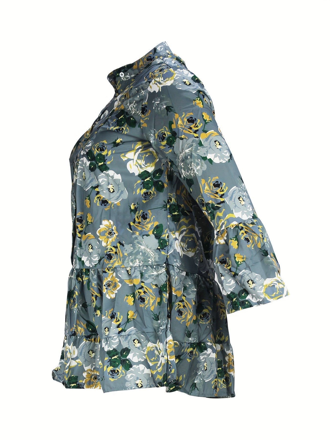 Floral Print Bell Sleeve Smock Dress