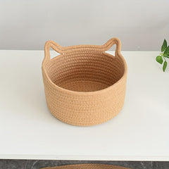 Cotton Thread Coffee Storage Basket Cat Ear Storage Box