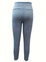 Sports Leggings Women's Plus Letter Print Fleece Lined Wide Waistband