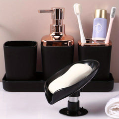 5pcs Bathroom Accessory Set: Lotion Dispenser, Soap Dish, Toothbrush Holder, Cup