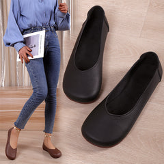 Women's Retro Flat Loafers Slip On Soft Sole Shoes Faux Leather Walking Flats