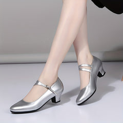 Women's Latin Dance Shoes Ankle Strap Buckle Pumps
