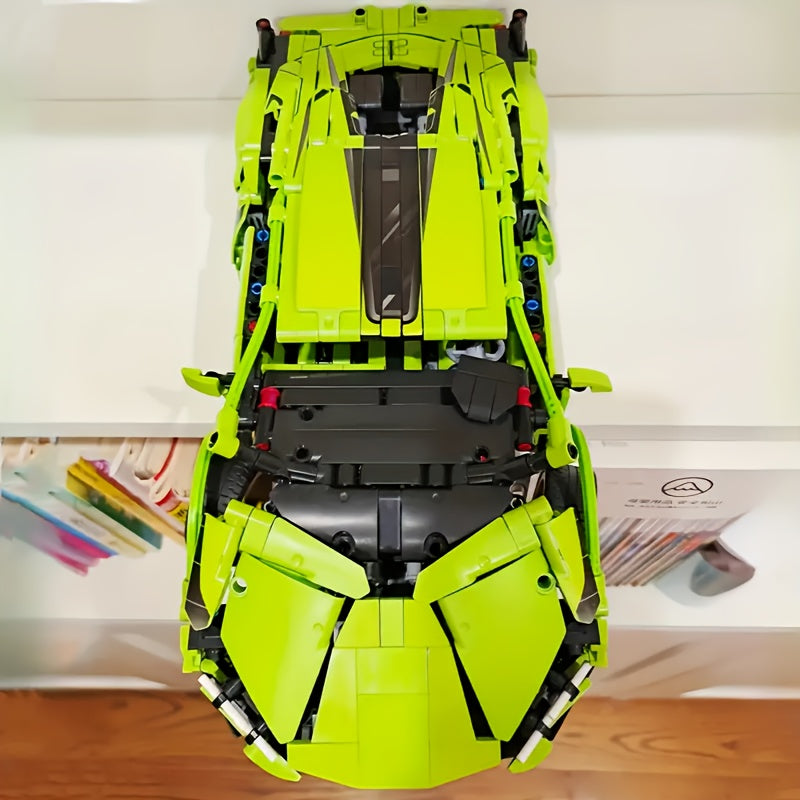 Green Sports Car Building Block Model - ABS Material